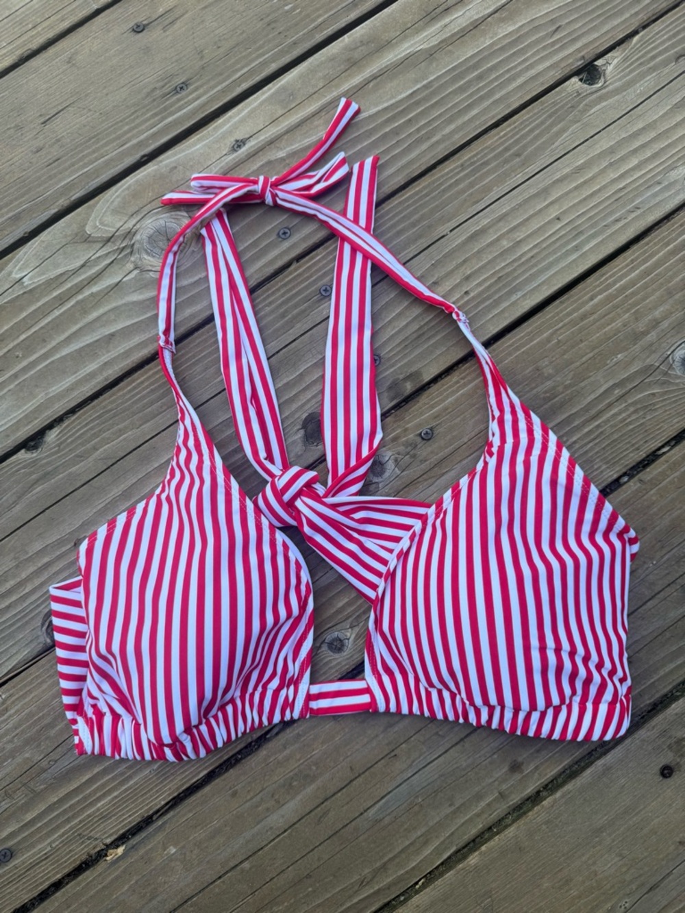 torrid Red and White Striped Halter Bikini Top